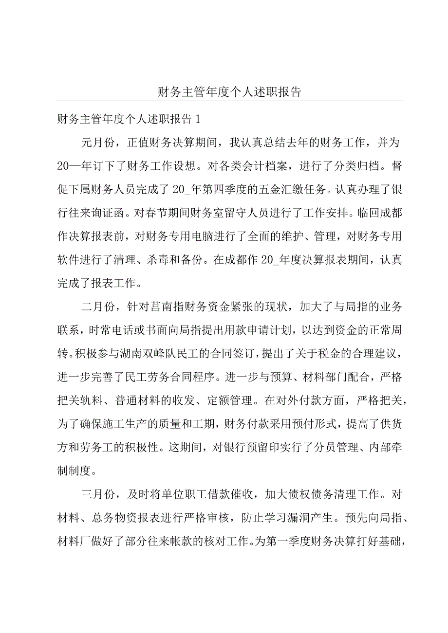 财务主管年度个人述职报告.docx_第1页