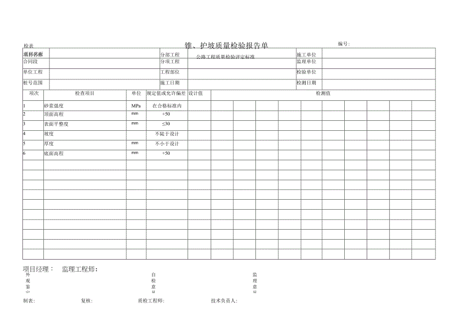 锥护坡质量检验报告单.docx_第1页