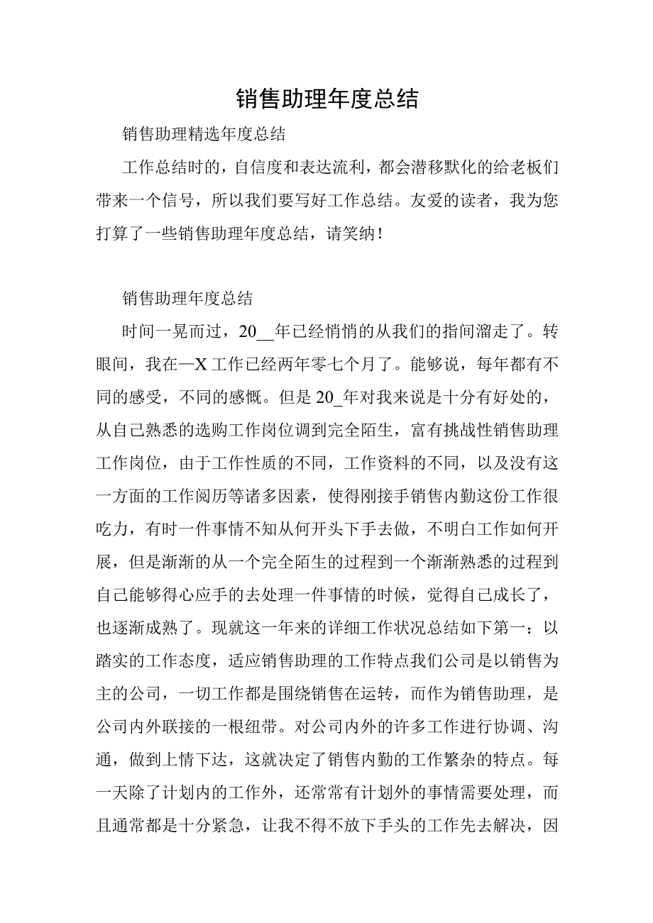 销售助理年度总结.docx_第1页