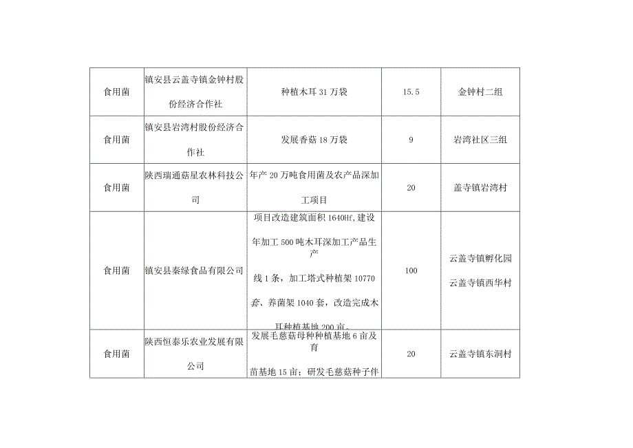 镇安县2023年食用菌产业项目明细表.docx_第3页