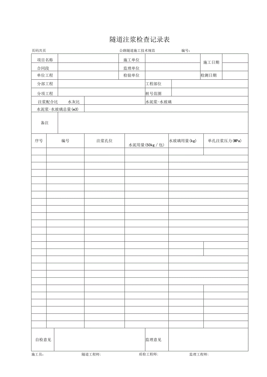 隧道注浆检查记录表.docx_第1页