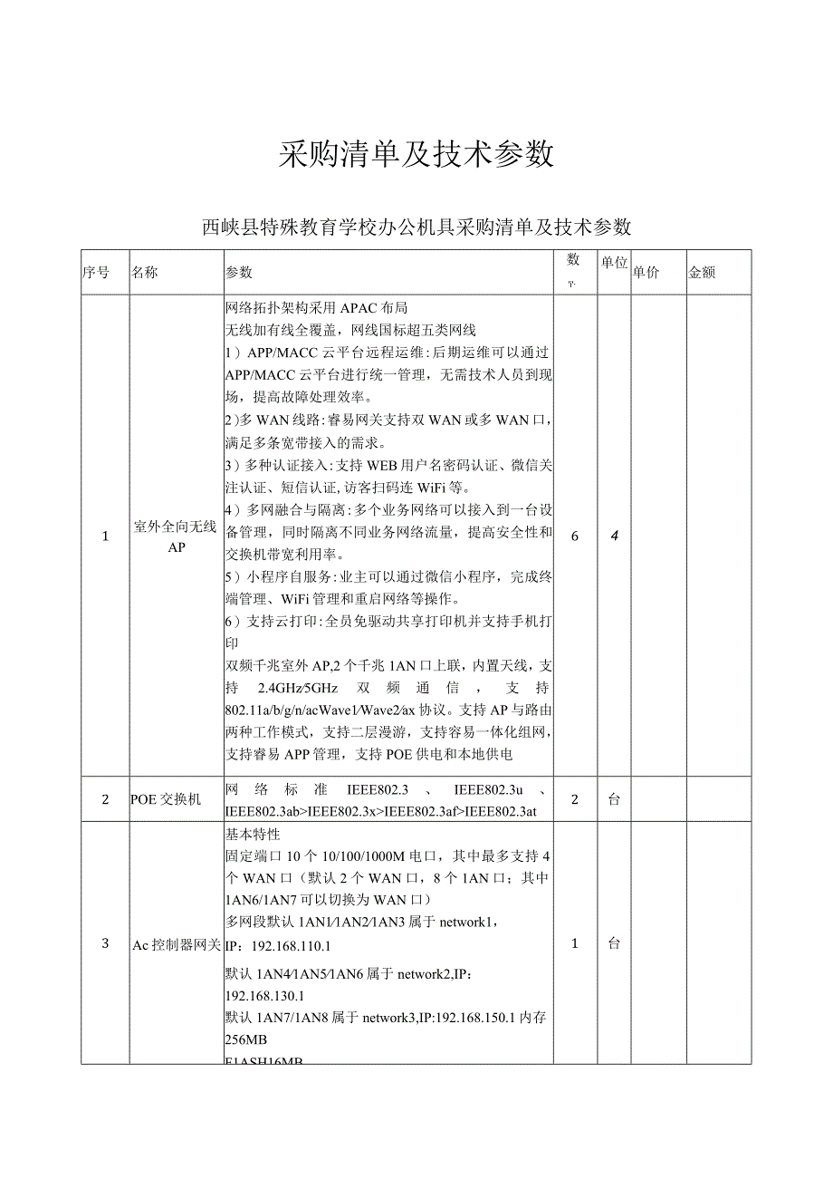 采购清单及技术参数.docx_第1页