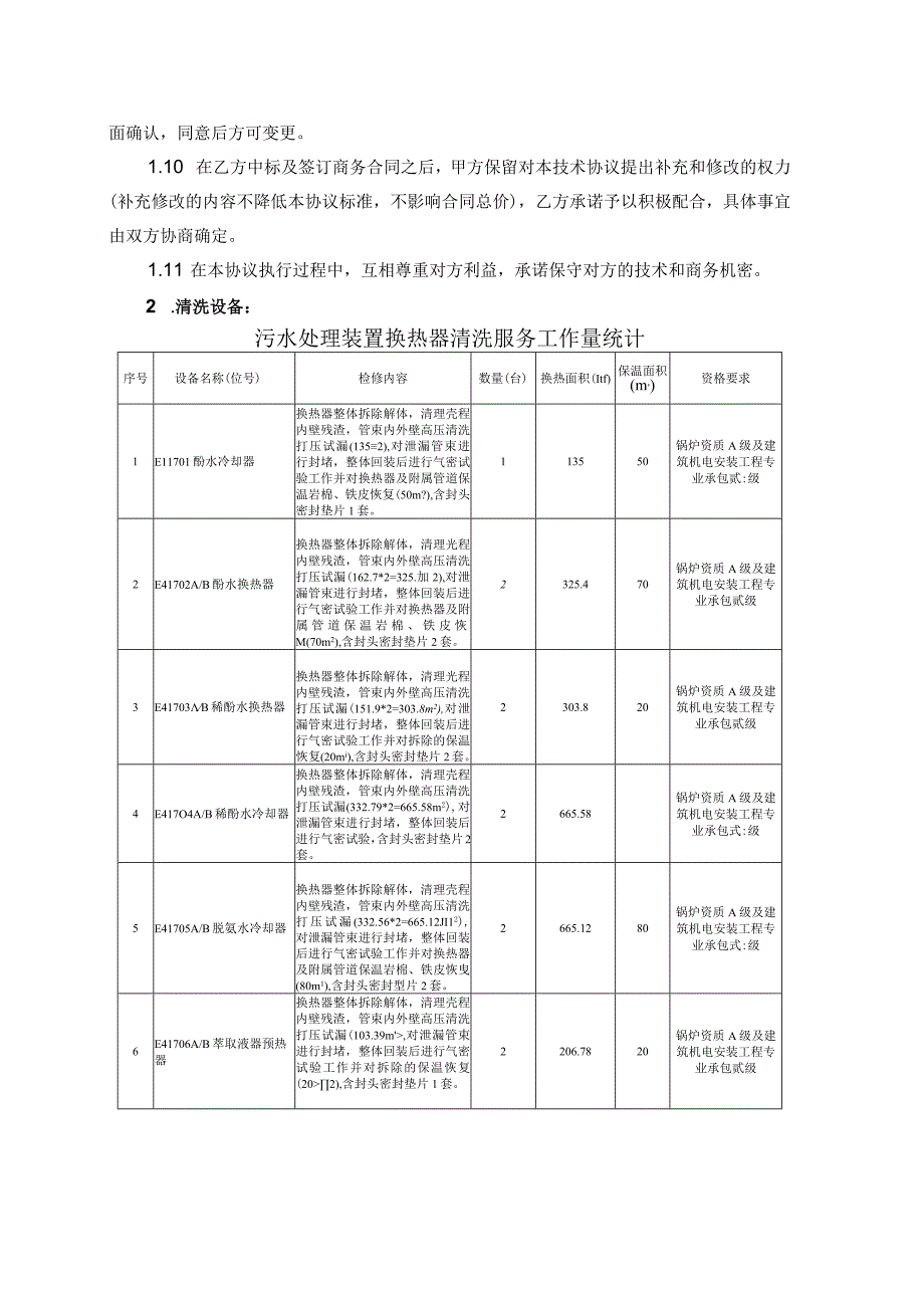 酒钢集团宏汇公司污水处理装置换热器清洗服务采购技术协议.docx_第3页