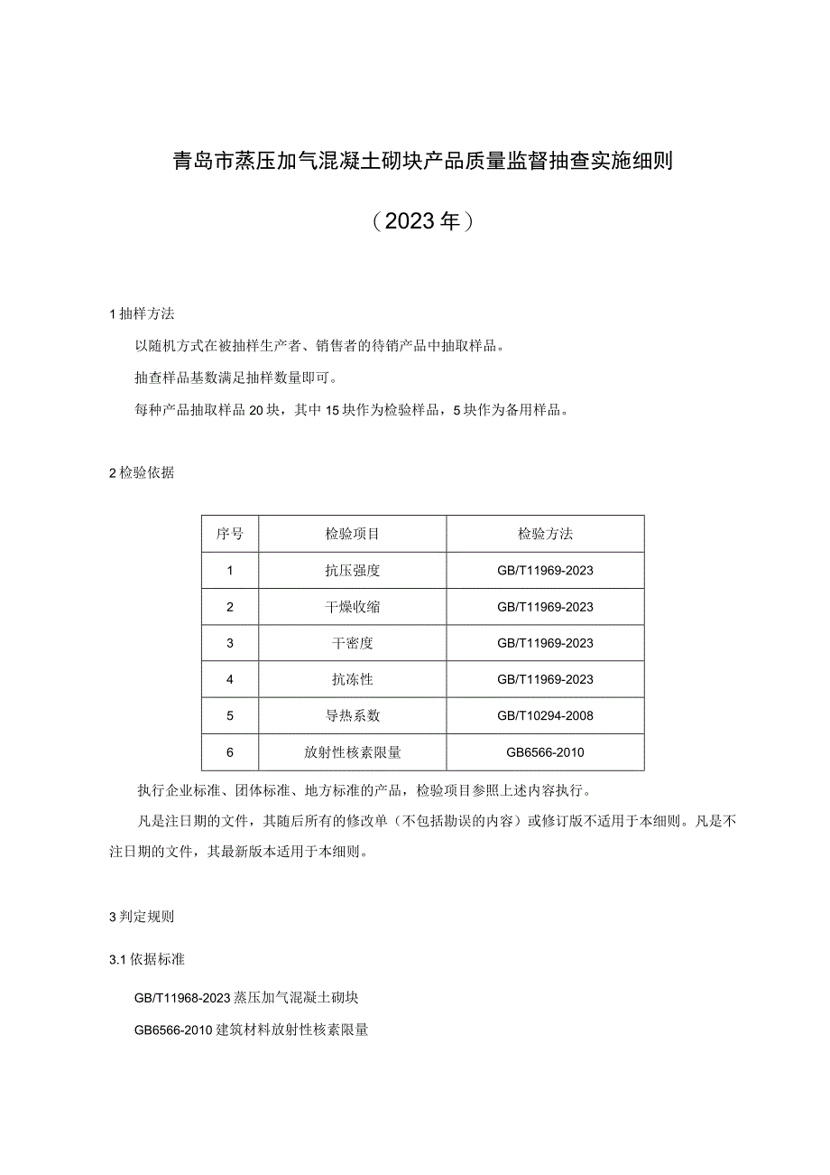 青岛市蒸压加气混凝土砌块产品质量监督抽查实施细则2023年.docx_第1页