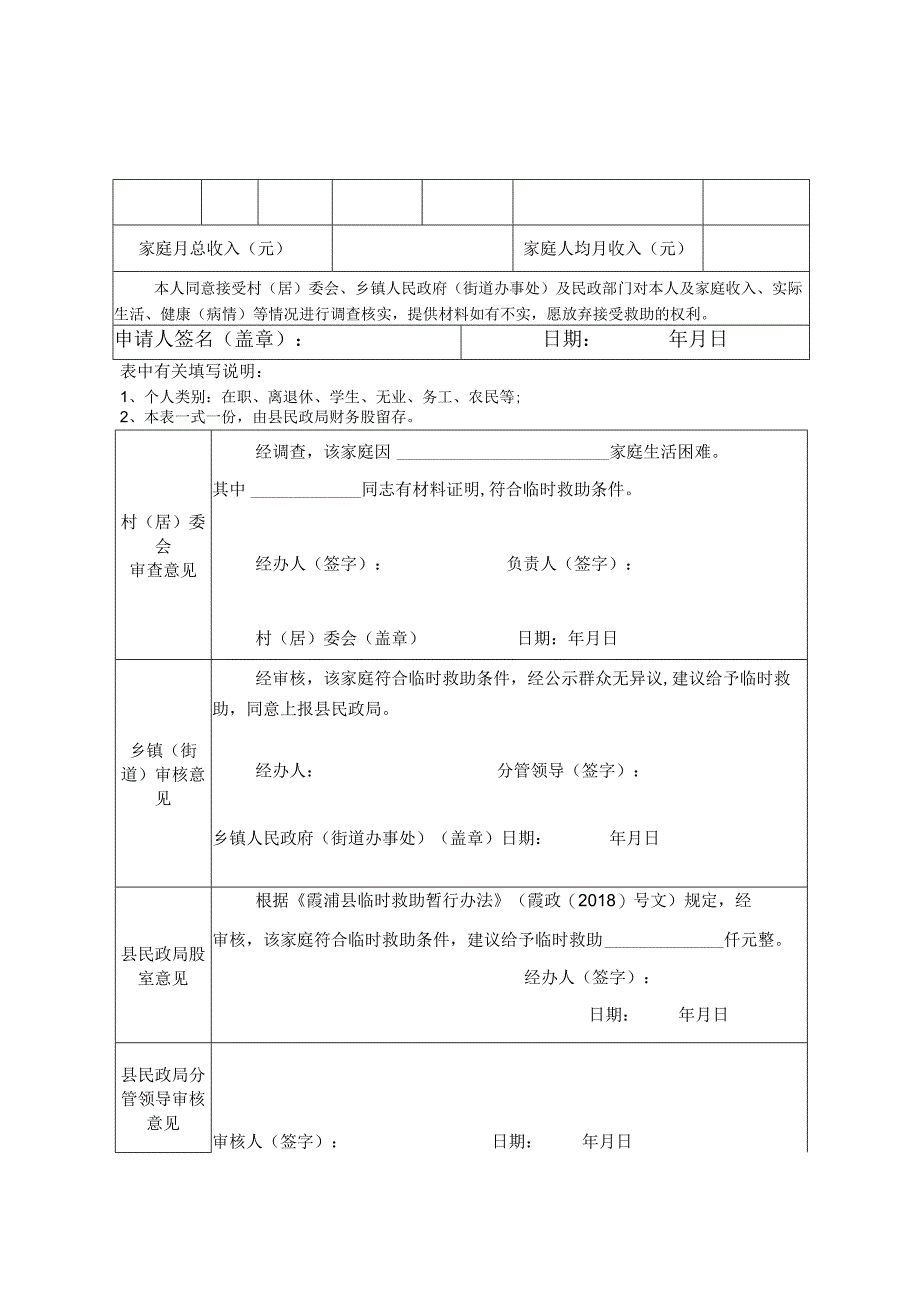 霞浦县临时救助申请审批表.docx_第2页