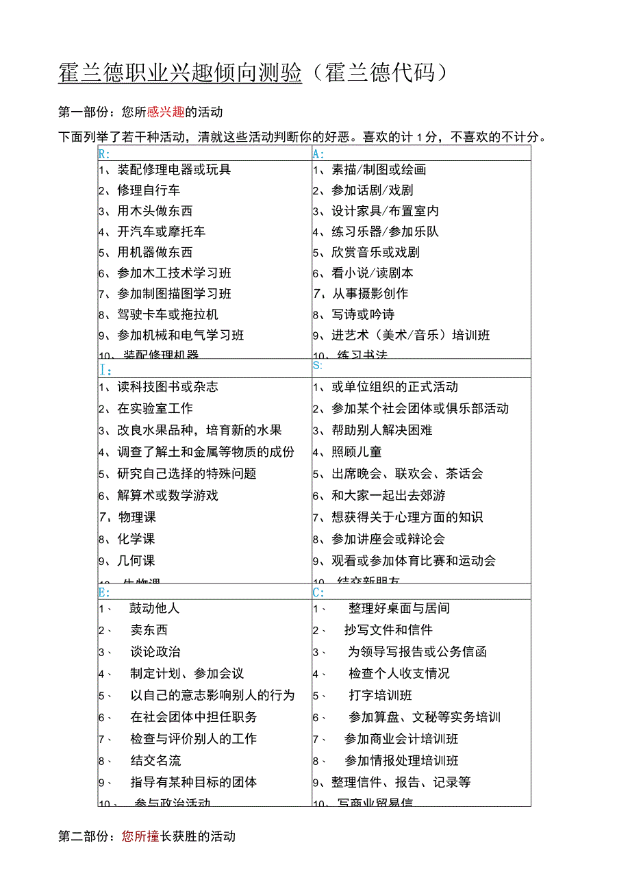 霍兰德职业兴趣倾向测验霍兰德代码.docx_第1页