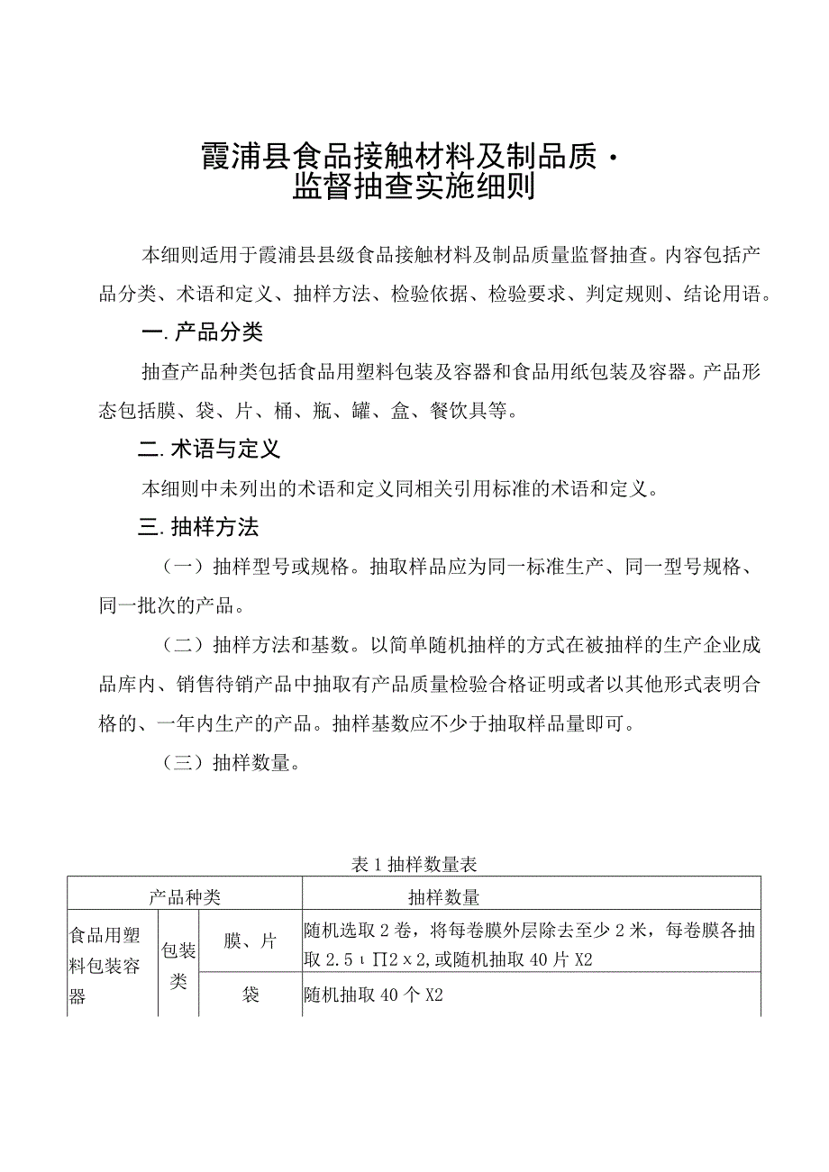 霞浦县食品接触材料及制品质量监督抽查实施细则.docx_第1页