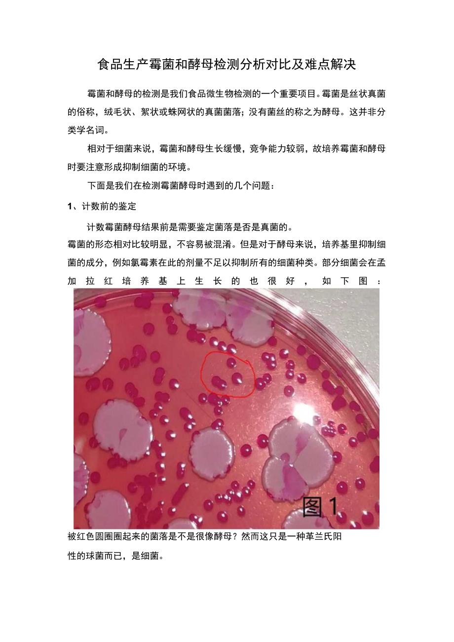 食品生产霉菌和酵母检测分析对比及难点解决.docx_第1页