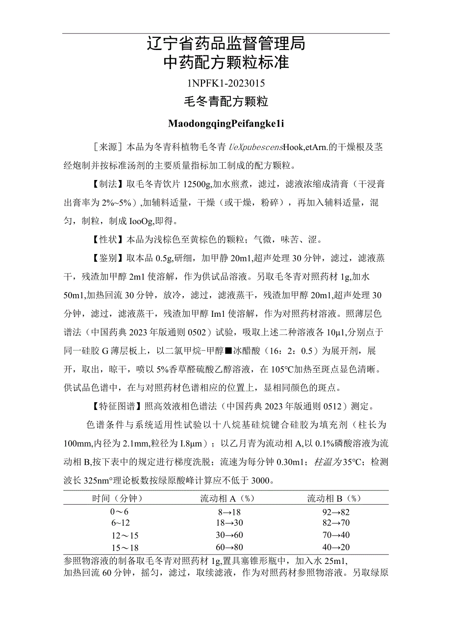 15毛冬青配方颗粒.docx_第1页