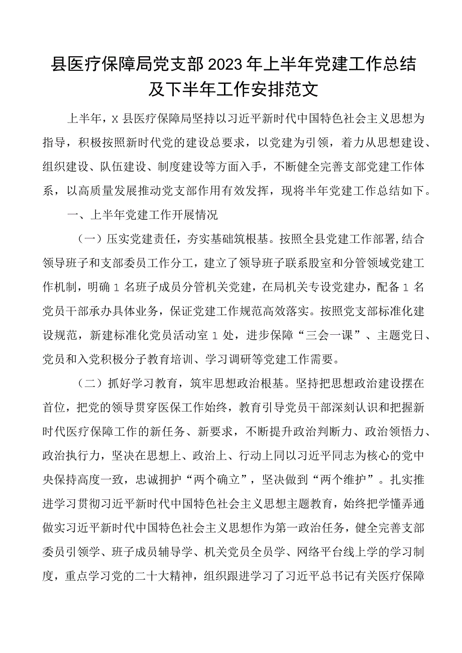 2023年上半年党建工作总结及下半年计划汇报.docx_第1页