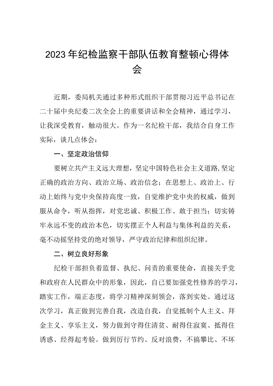 2023年全国纪检监察干部队伍教育整顿活动心得感悟十四篇.docx_第1页