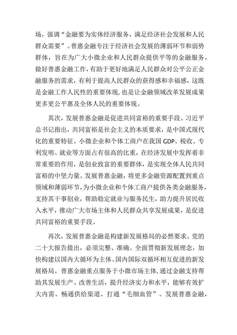 2023年银行普惠金融可持续发展经验交流发言.docx_第2页