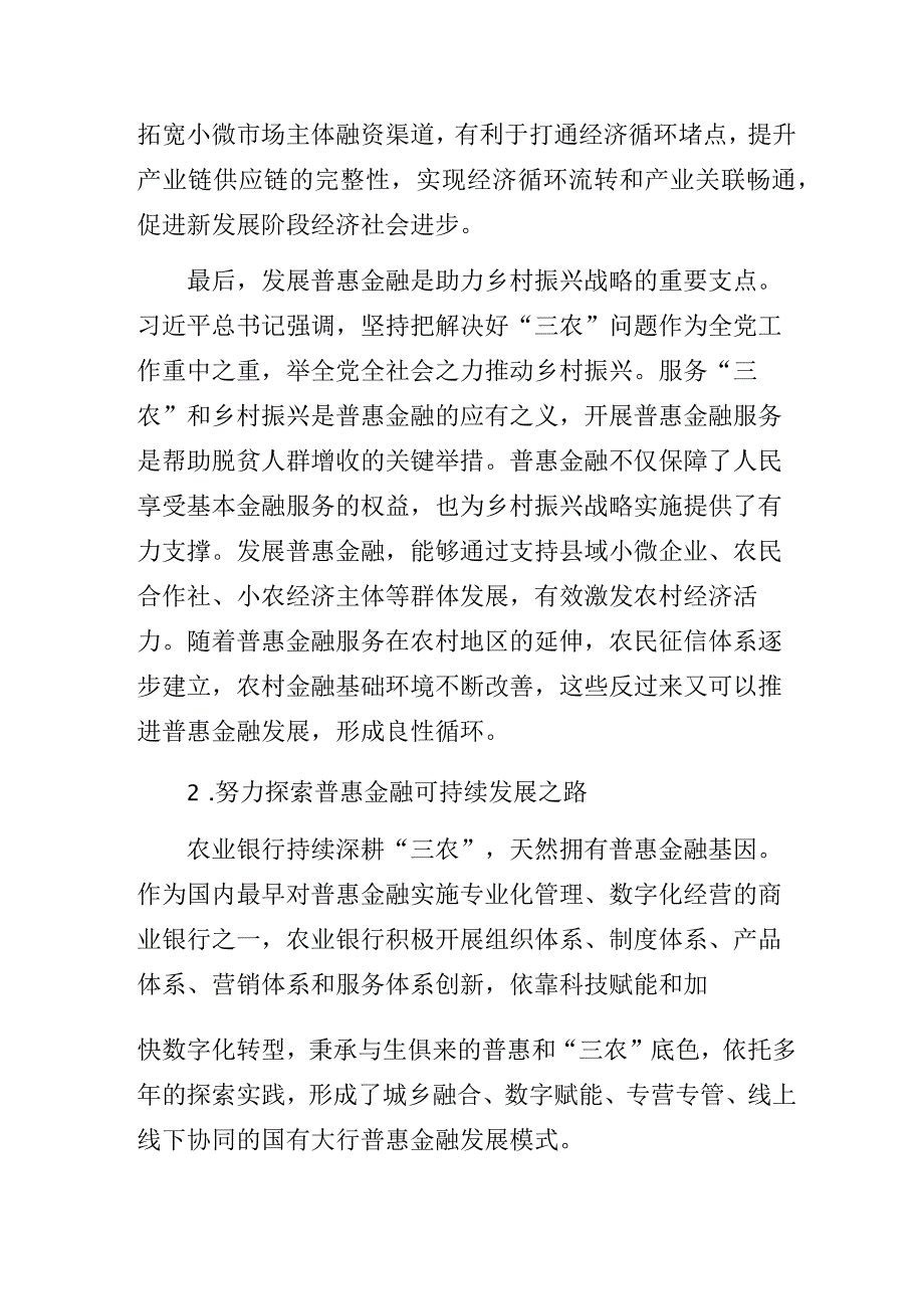 2023年银行普惠金融可持续发展经验交流发言.docx_第3页