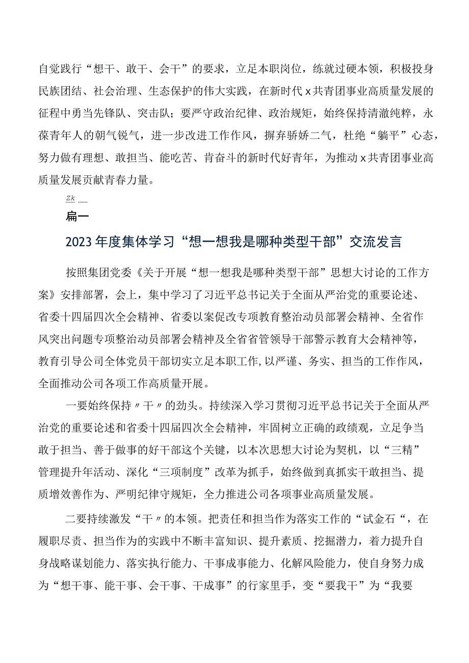 2023年在关于开展学习我是哪种类型干部研讨发言、心得体会9篇.docx_第2页