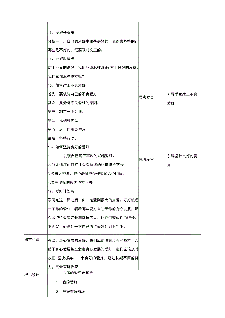 13你的爱好要坚持 教学设计 教科版心理健康五上.docx_第3页