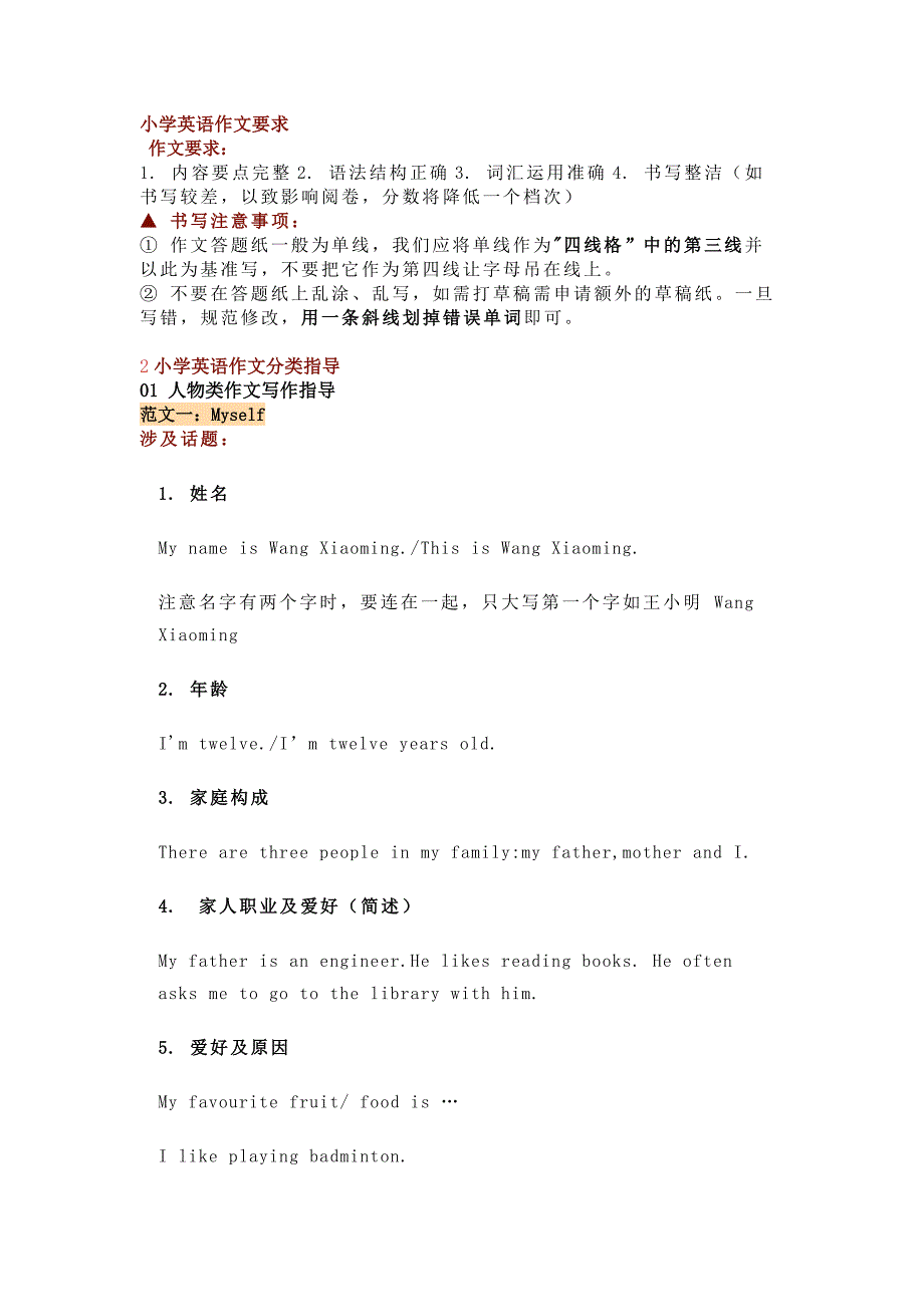 小学英语六大类主题作文模板+分类写作指导.docx_第1页