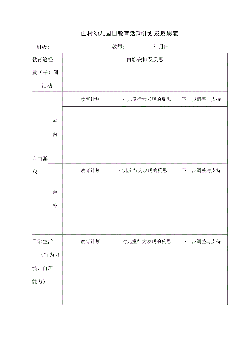 山村幼儿园日教育活动计划及反思表.docx_第2页