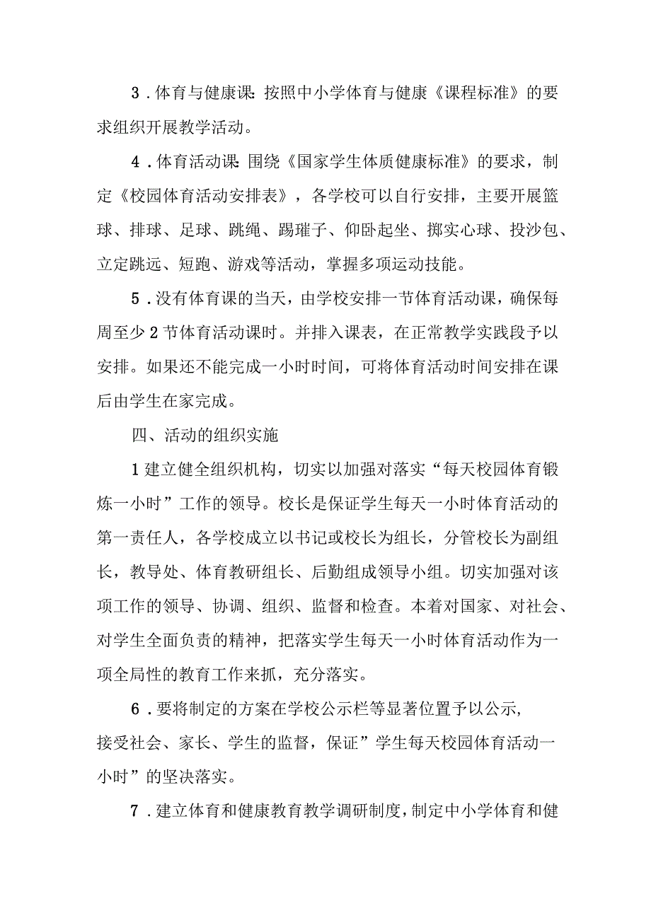 中小学生每天一小时体育活动时间实施方案.docx_第2页