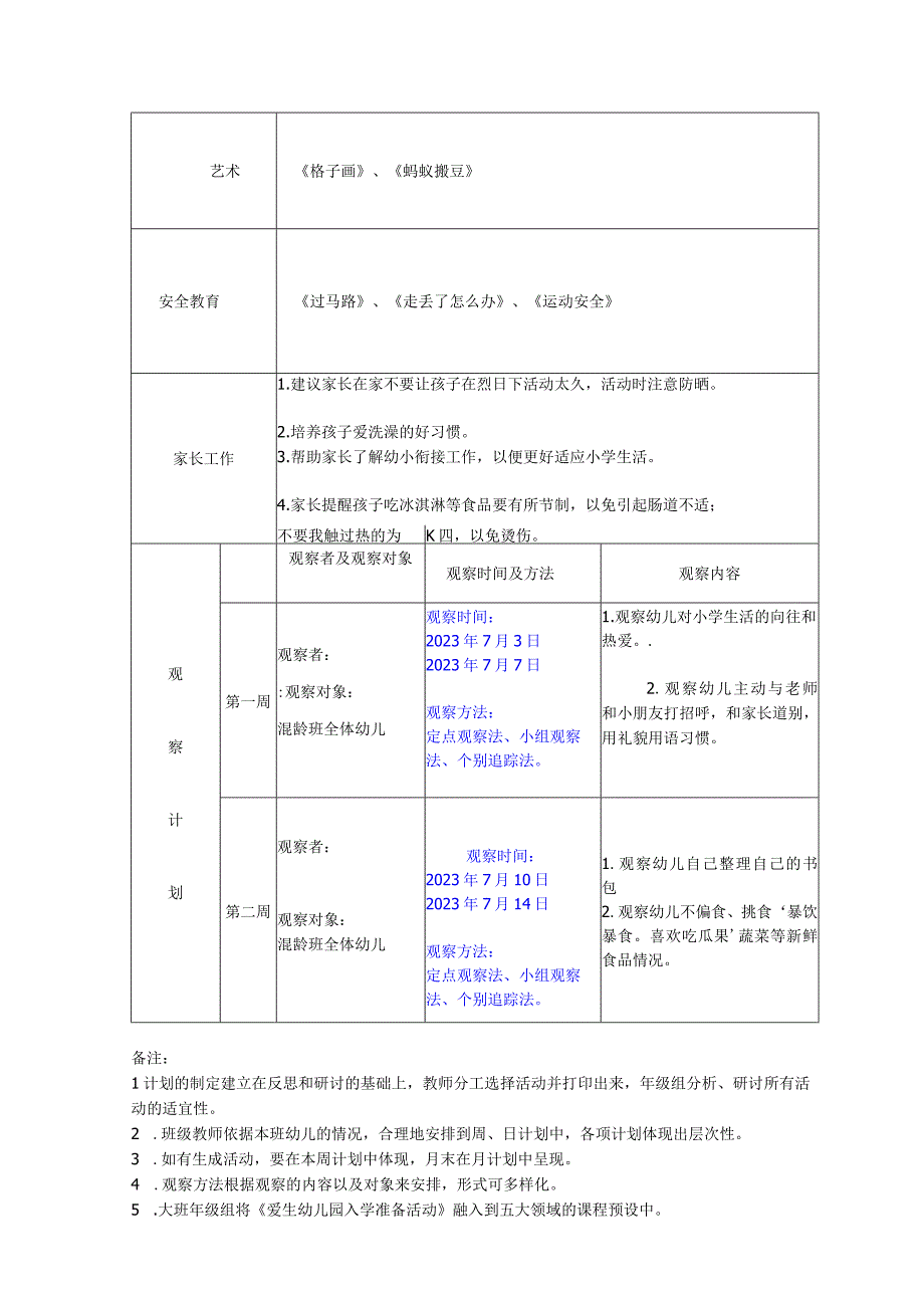 幼儿园七月教育活动计划表.docx_第3页