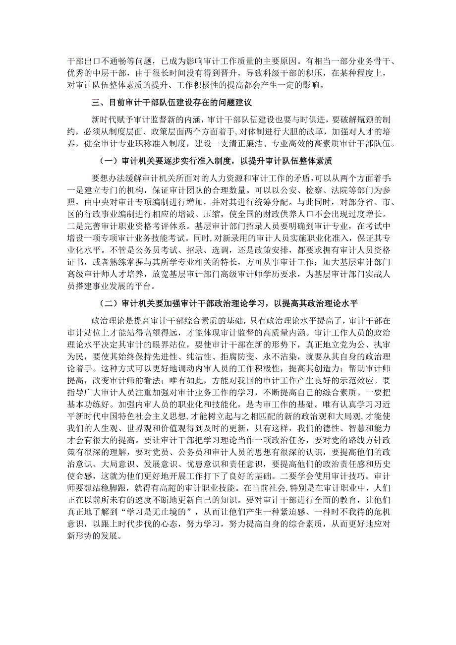 关于审计干部队伍建设问题及对策分析报告.docx_第3页