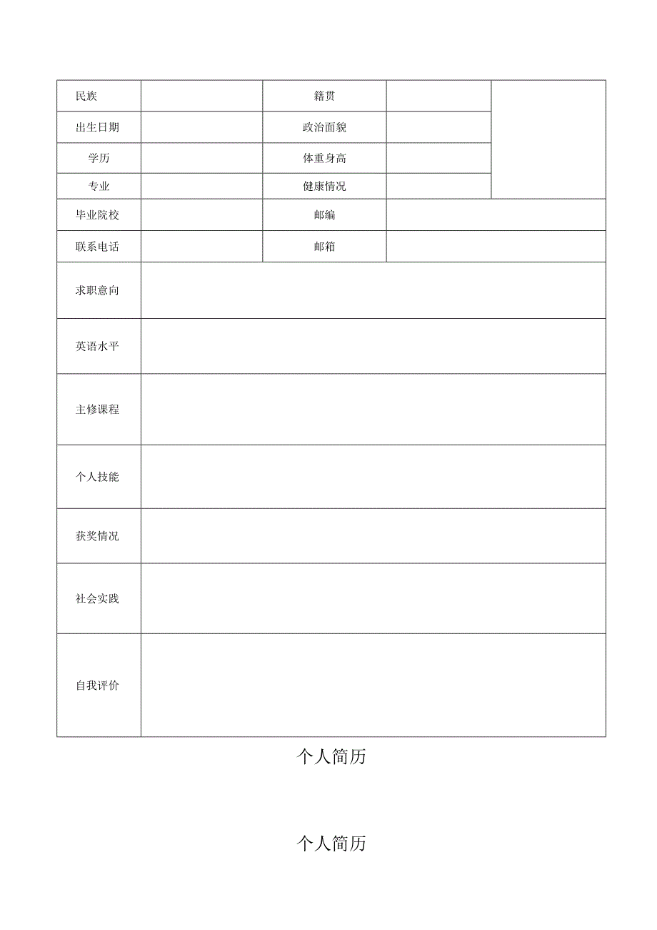 【精选】应届毕业生个人求职简历模板(6篇).docx_第2页