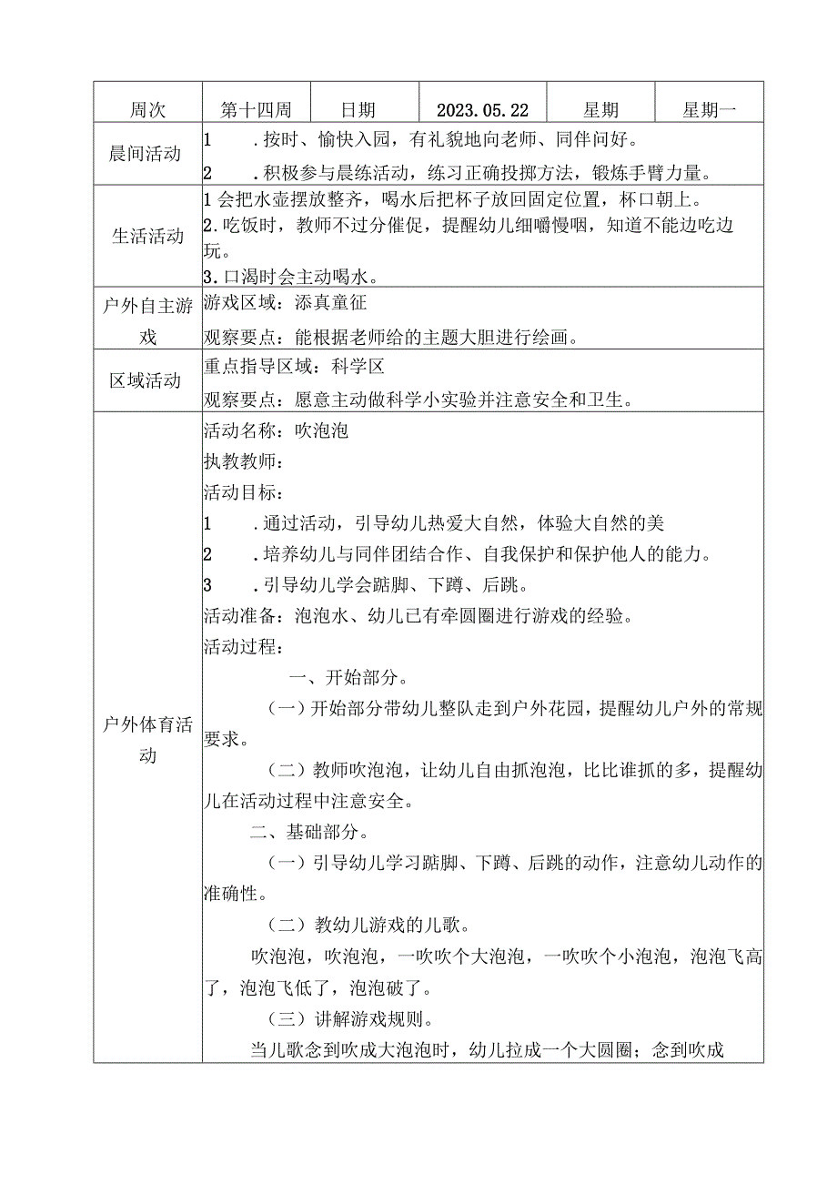 小一班备课本第14周备课教案.docx_第1页