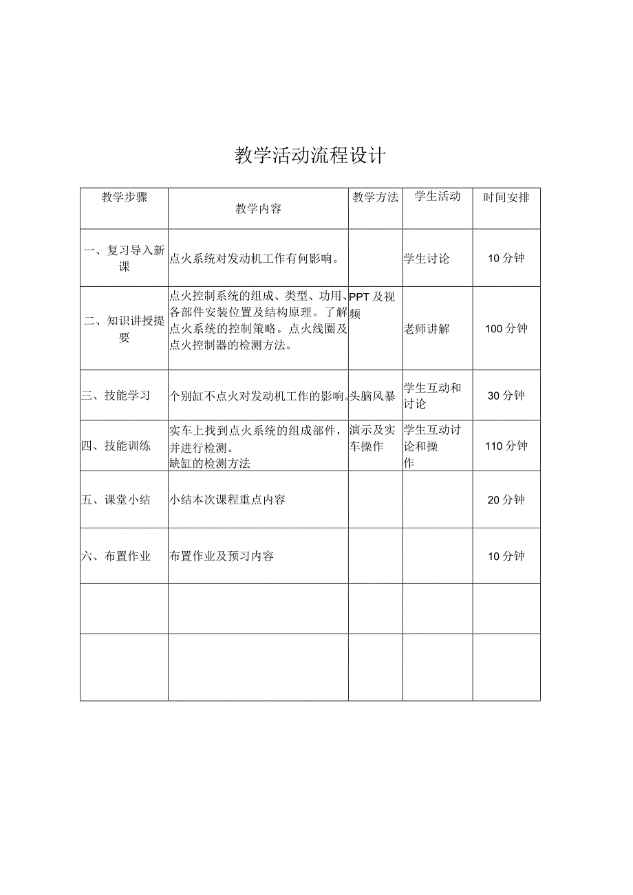 汽车发动机构造与检修（微课版） 教案 项目8、9电控点火系统的检修、排放控制系统的检修.docx_第2页