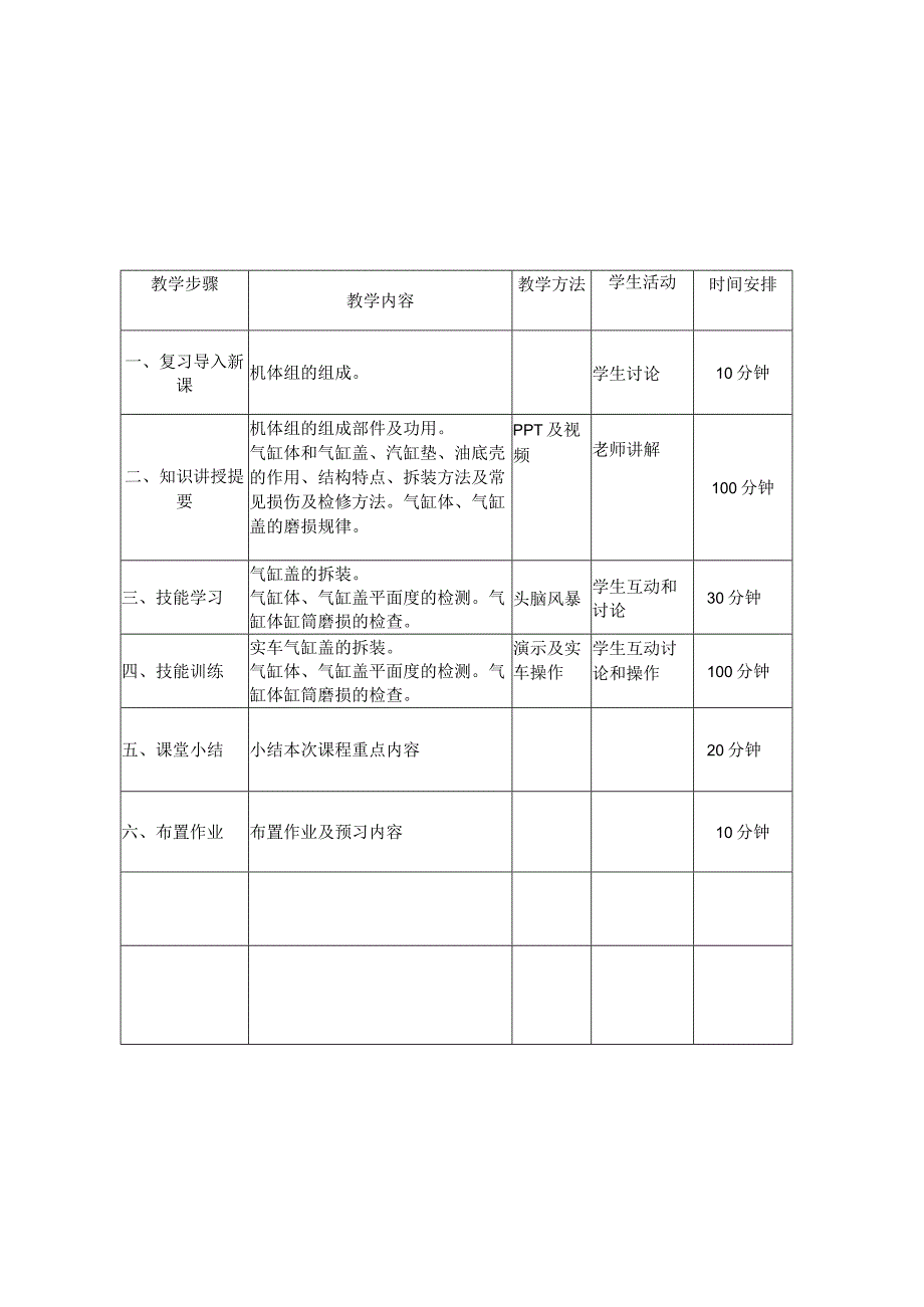 汽车发动机构造与检修（微课版） 教案 项目2 曲柄连杆机构的检修.docx_第2页