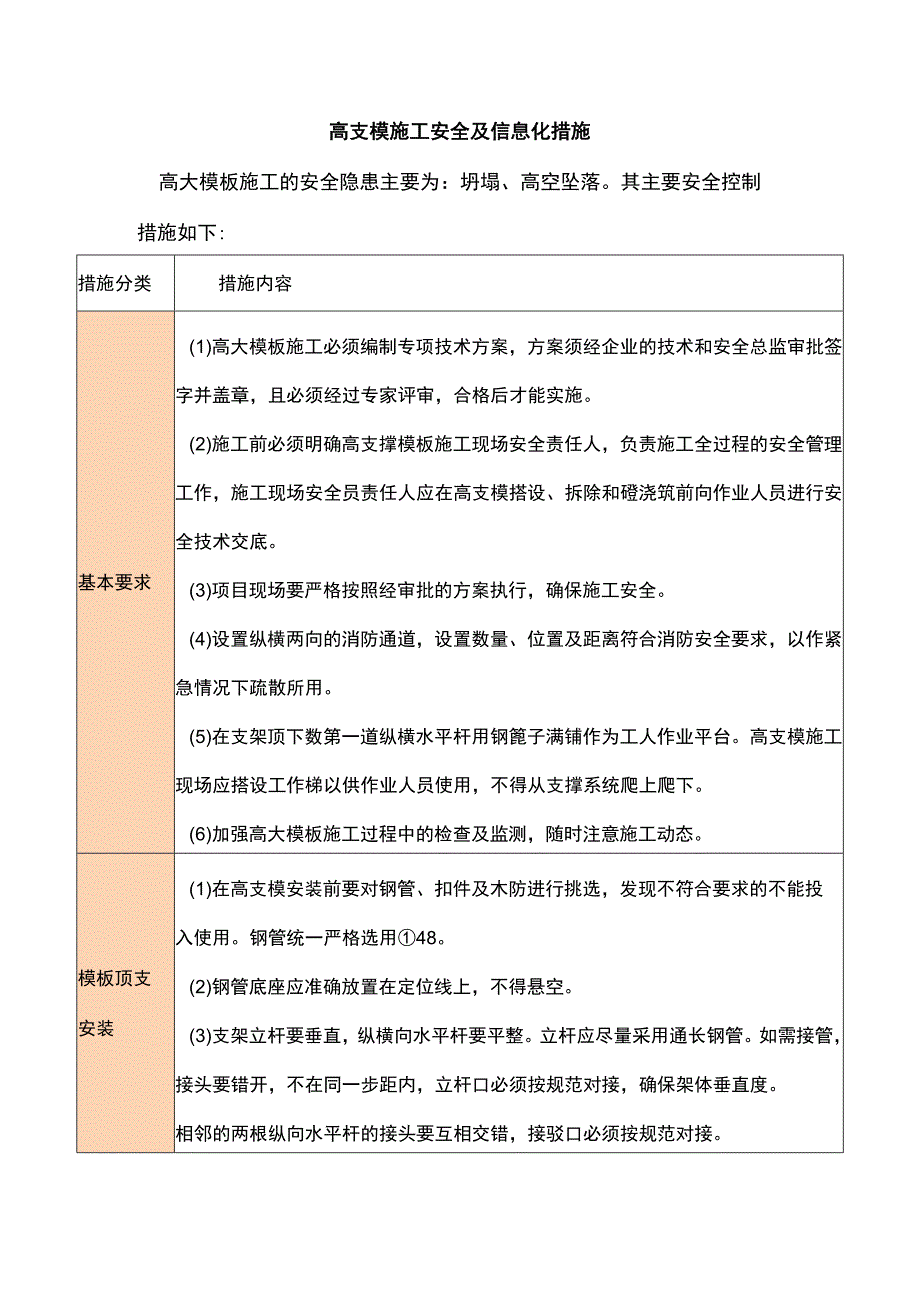 高支模施工安全及信息化措施.docx_第1页