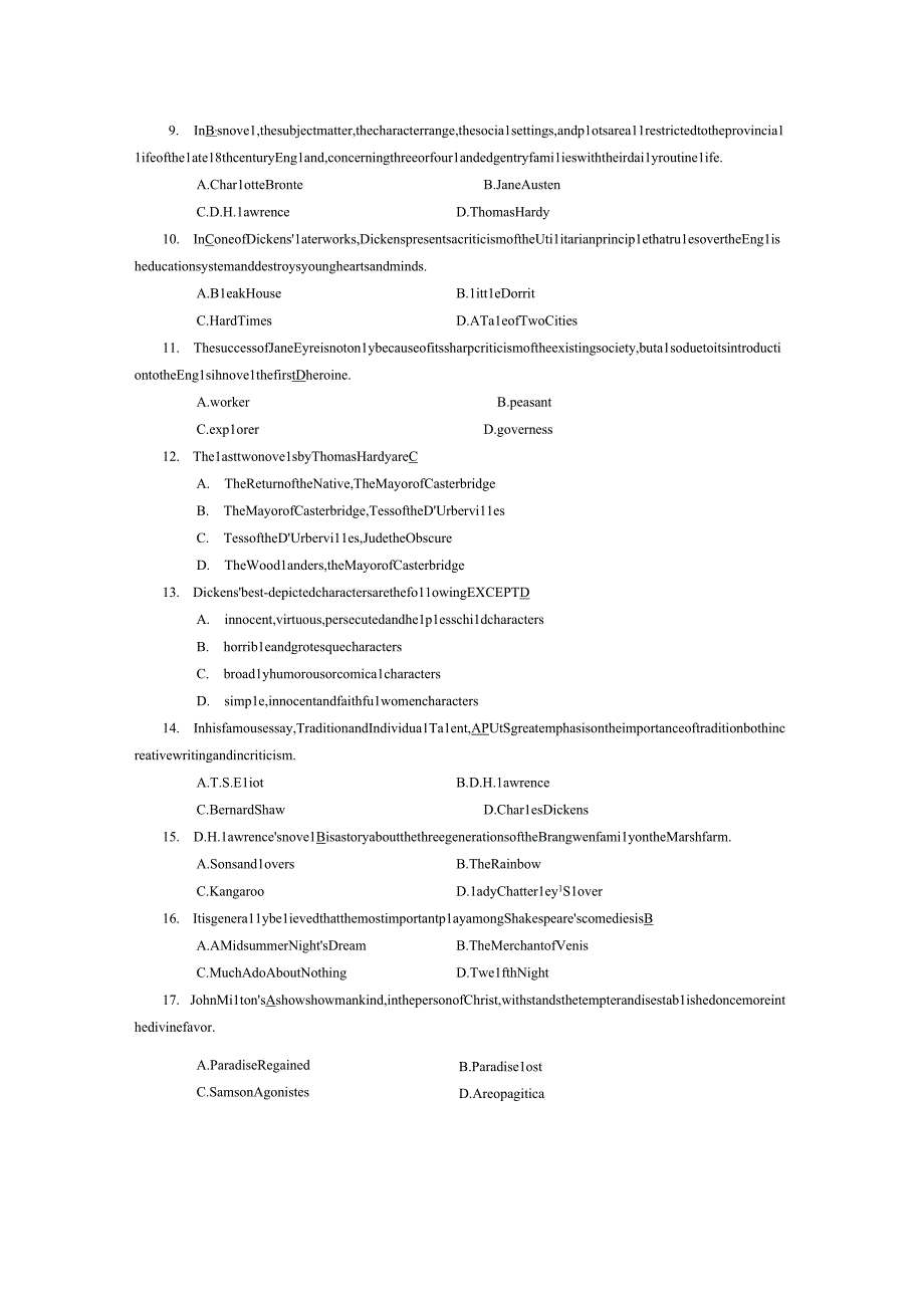 2015年04月自学考试00604《英美文学选读》试题和答案.docx_第2页