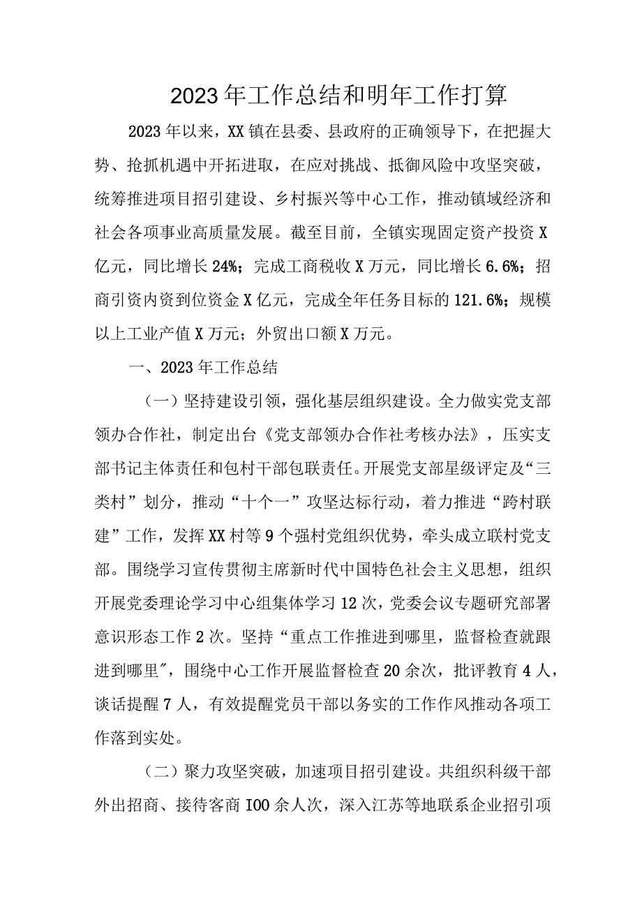 2023年工作总结和明年工作打算.docx_第1页