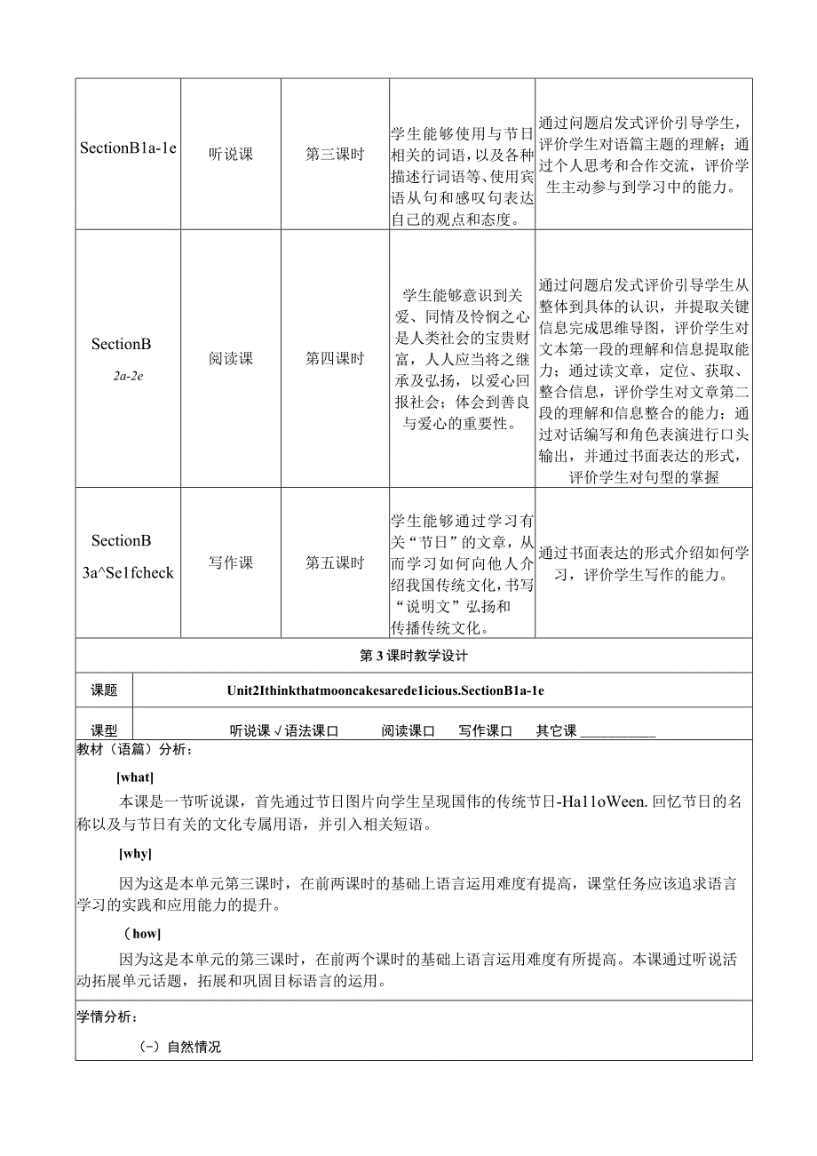 Section B 1a -1d 大单元教学设计Unit 2 I think that mooncakes are delicious.docx_第3页