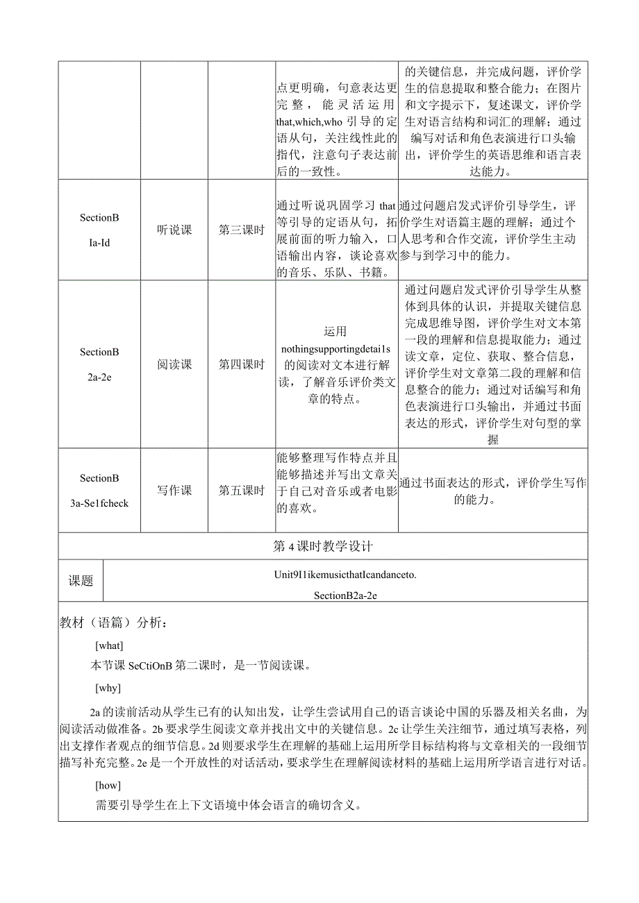 Section B (2a-2e)大单元教学设计 Unit 9 I like music that I can dance to.docx_第3页