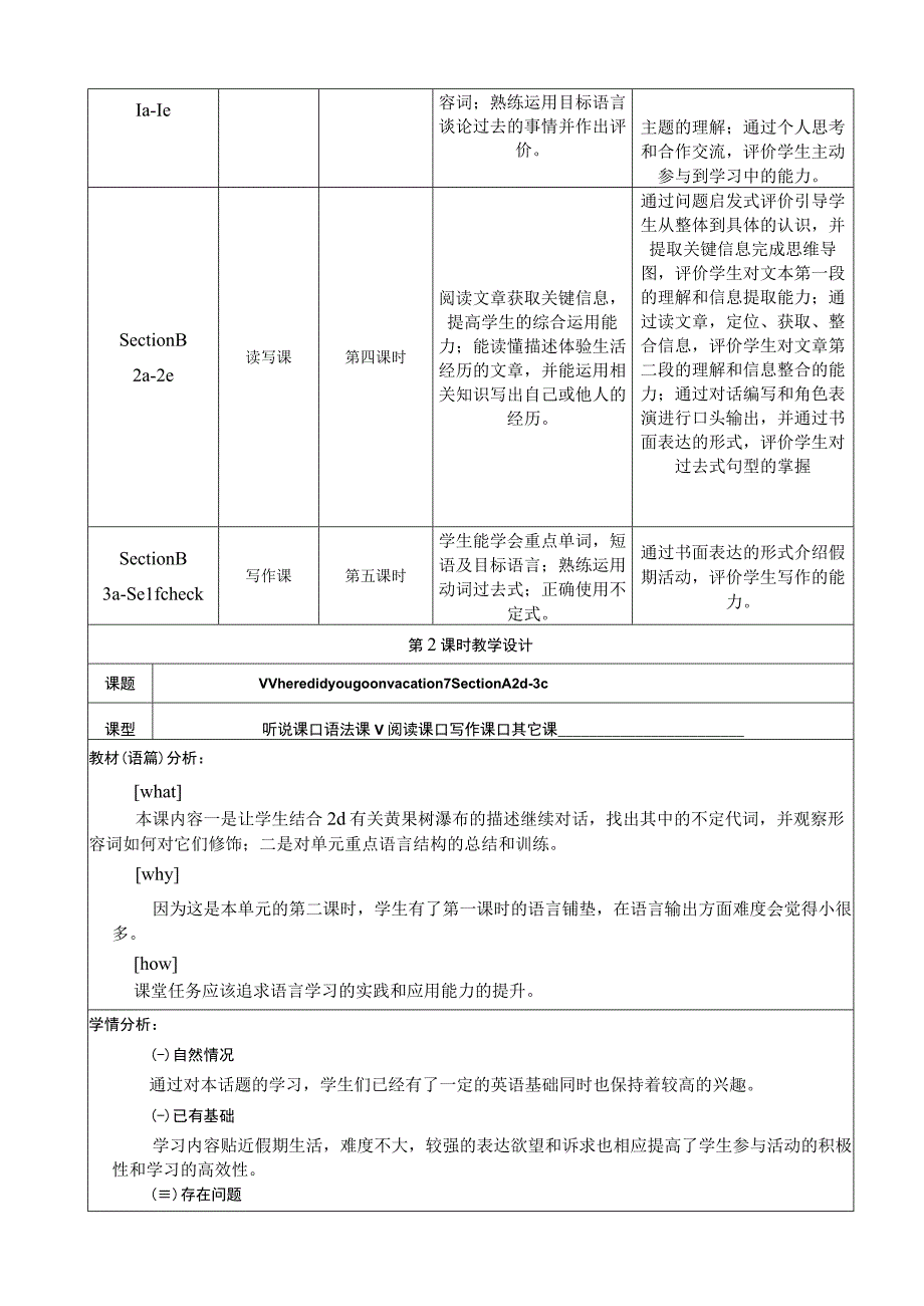 Section A 2d-3c 大单元教学设计Unit 1 Where did you go on vacatioin.docx_第3页