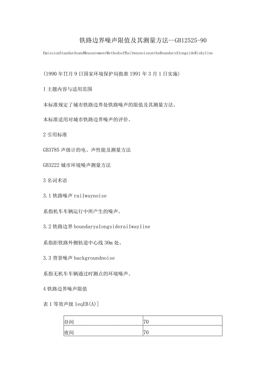 GB12525-90铁路边界噪声限值及其测量方法.docx_第1页