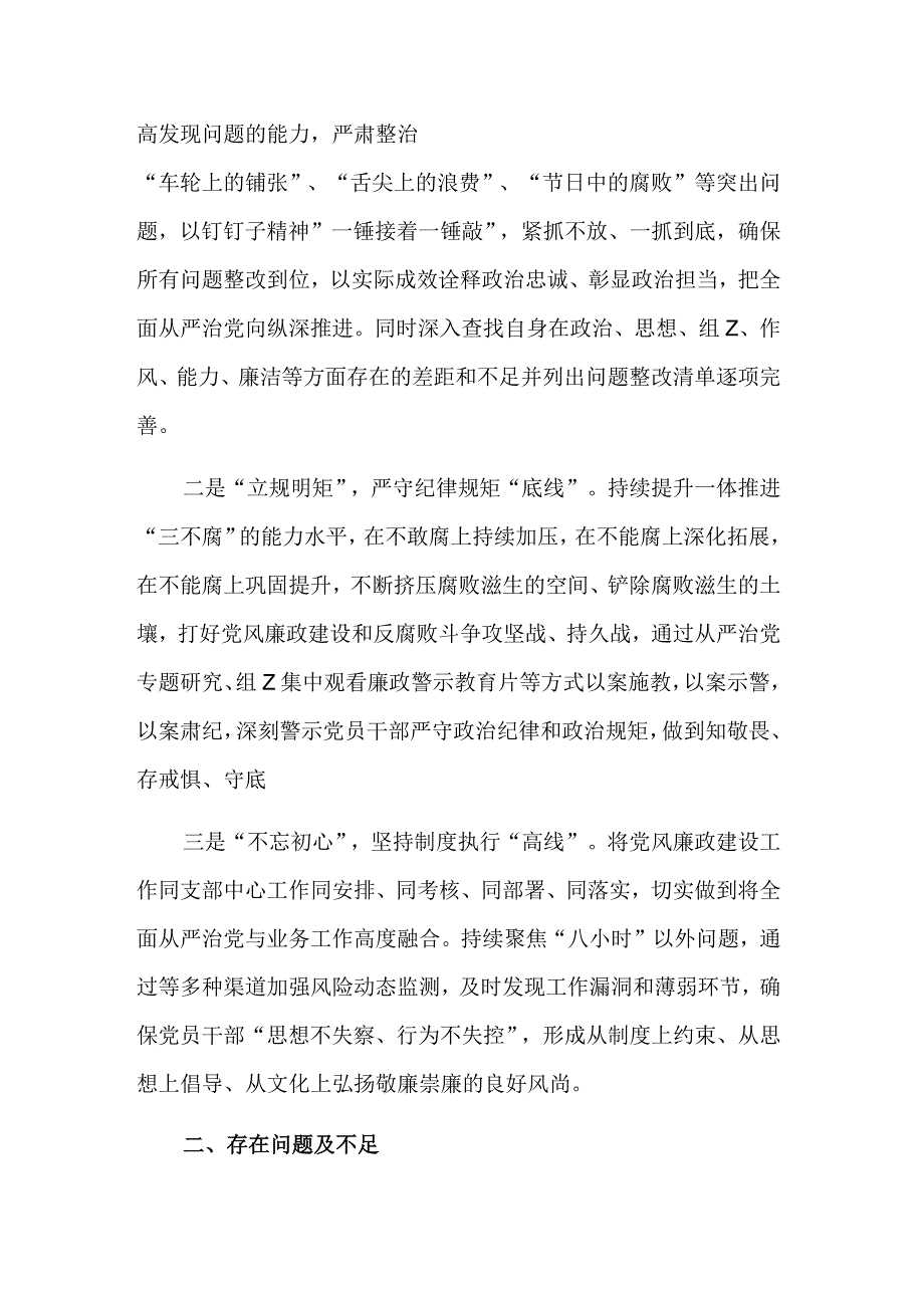 2023年党支部班子从严治党述职总结报告范文.docx_第3页