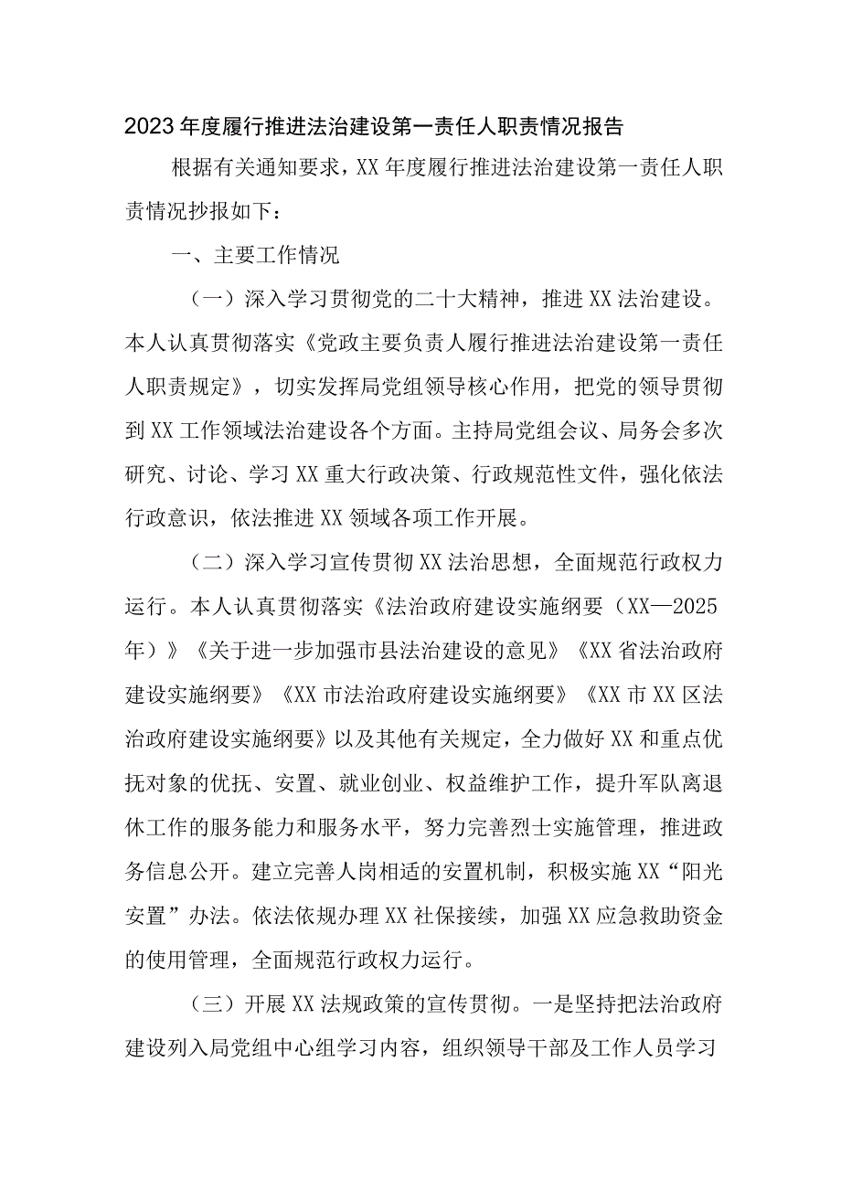 2023年度履行推进法治建设第一责任人职责情况报告.docx_第1页