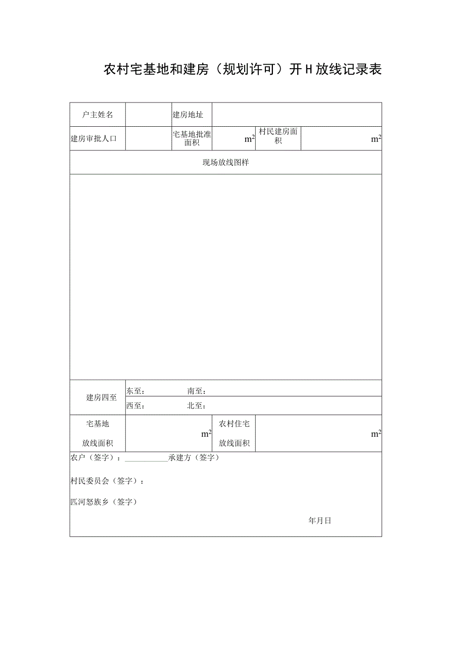 农村宅基地和建房规划许可开工放线记录表.docx_第1页