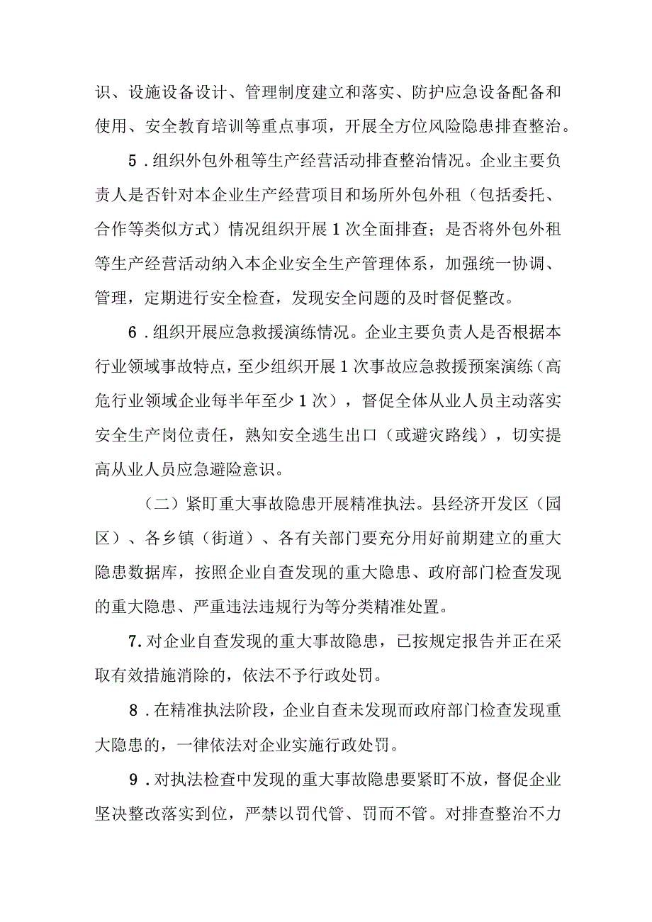 XX县重大事故隐患专项排查整治2023行动精准执法阶段工作实施方案.docx_第3页