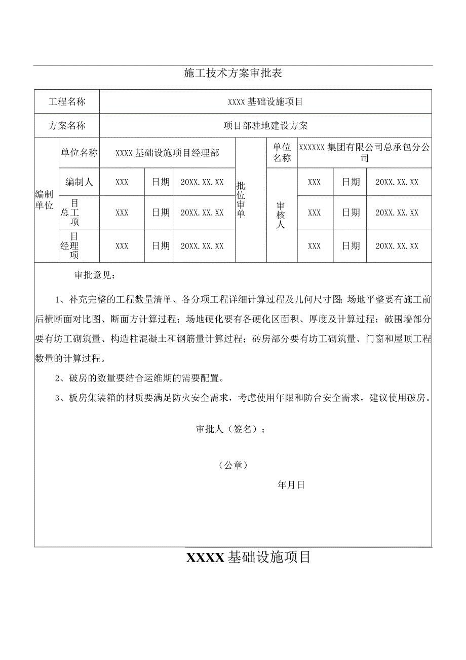 XX基础设施项目项目部驻地建设方案（专业完整模板）.docx_第1页