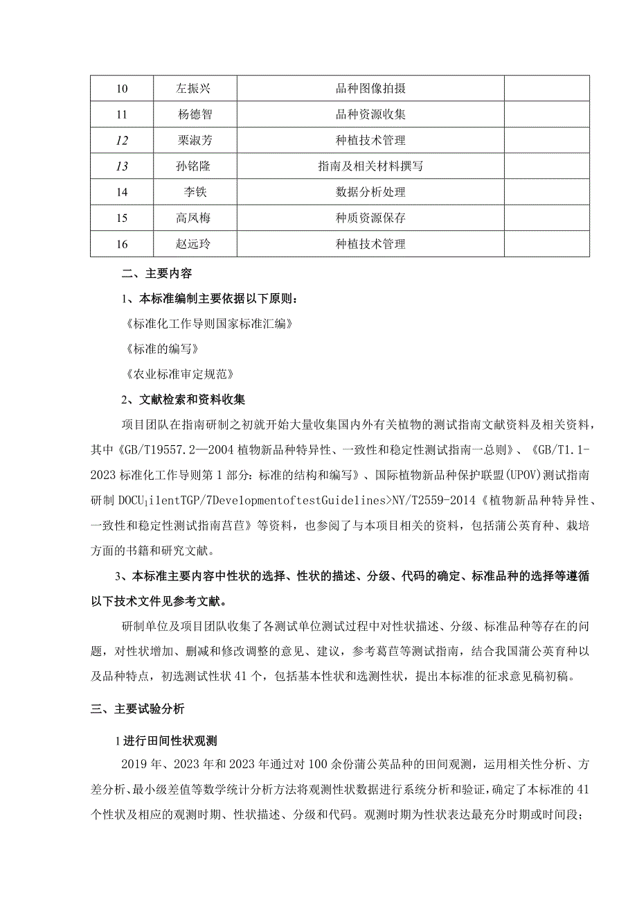 农业行业标准《植物品种特异性、一致性和稳定性测试指南蒲公英》编制说明.docx_第2页