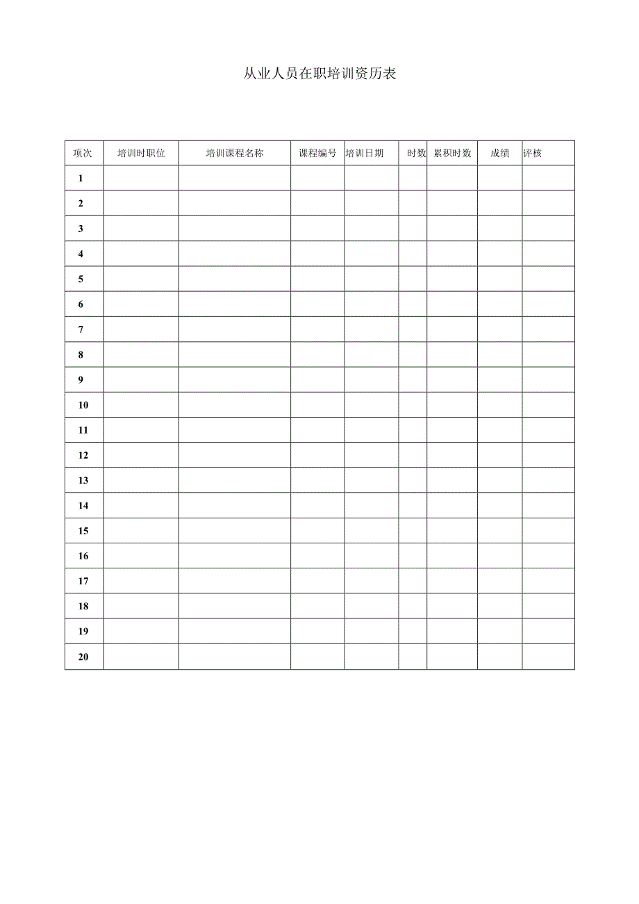 个人训练教学记录表.docx_第1页