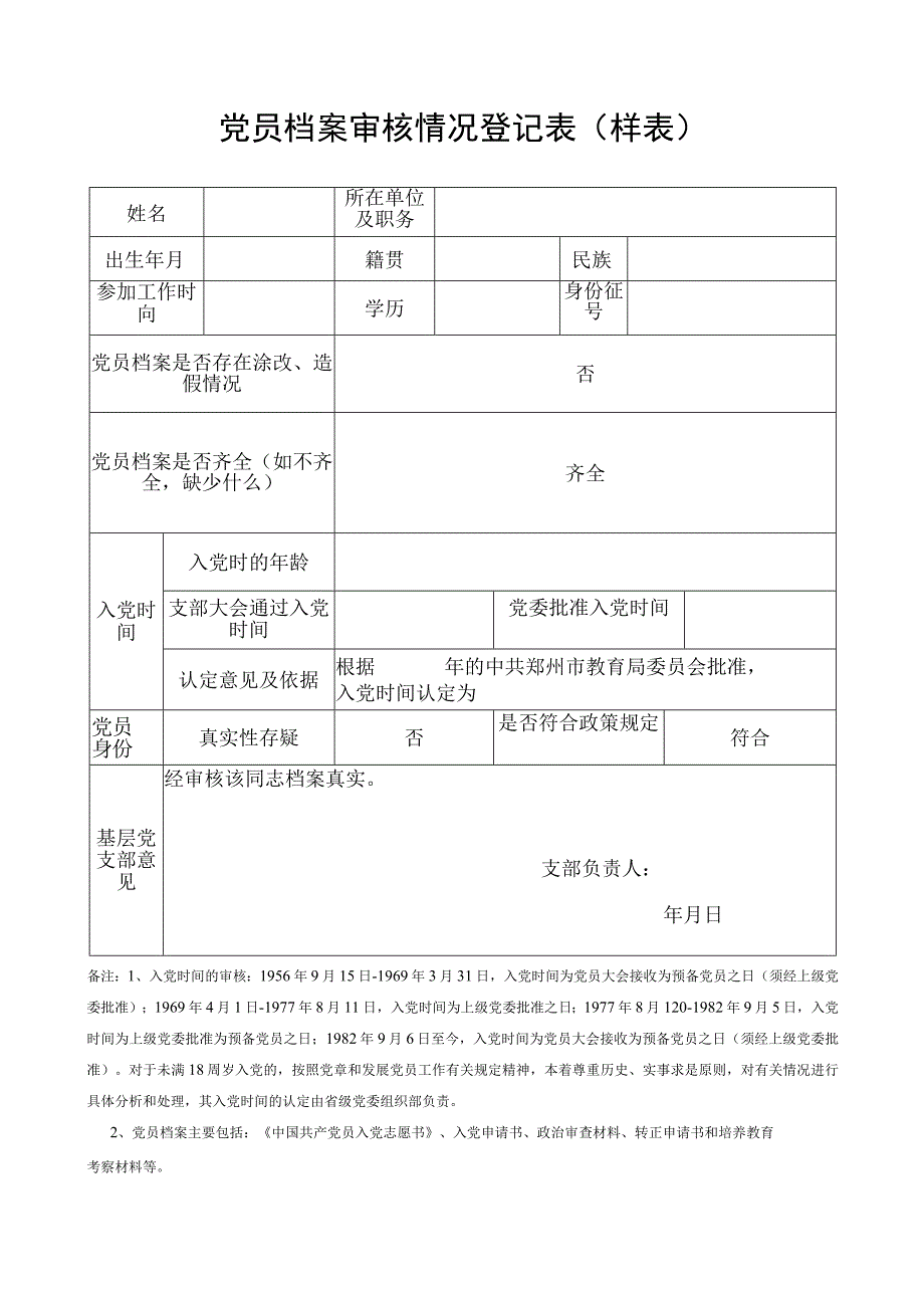 党员档案审核情况登记表样表.docx_第1页