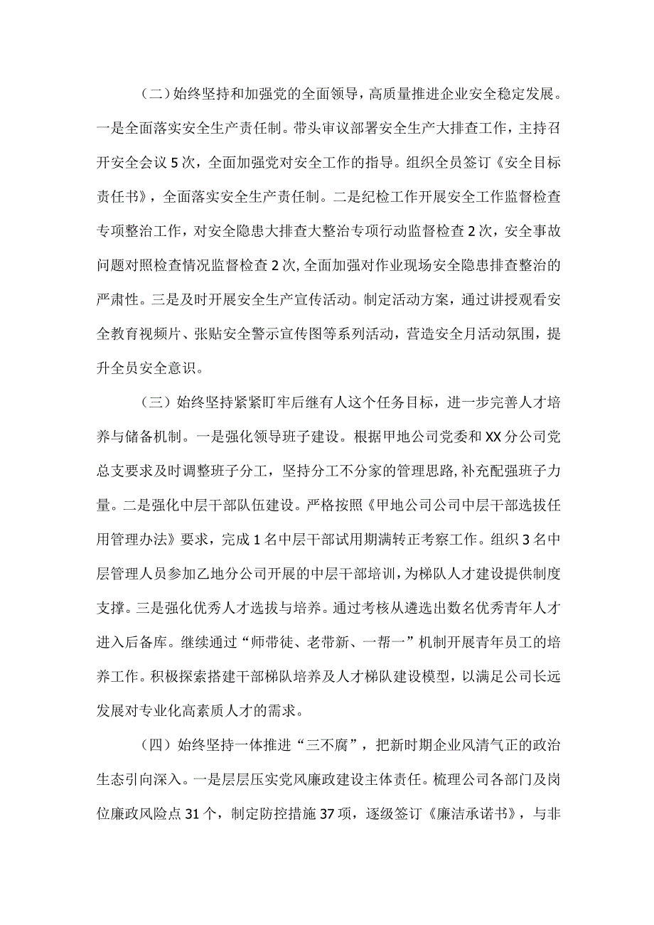 公司2023年落实全面从严治党责任自查报告.docx_第2页