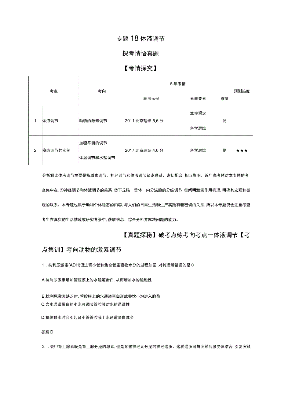 专题18 体液调节（试题部分）.docx_第1页