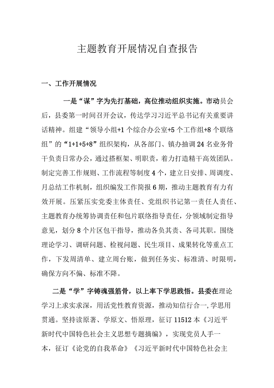 主题教育开展情况自查报告.docx_第1页