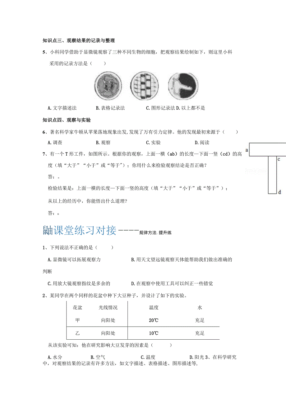 初中：七年级科学校本作业1-3 科学观察.docx_第2页