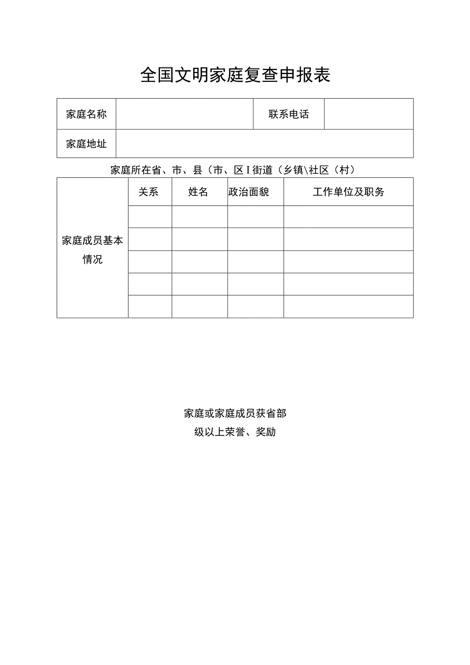 全国文明家庭复查申报表.docx_第1页