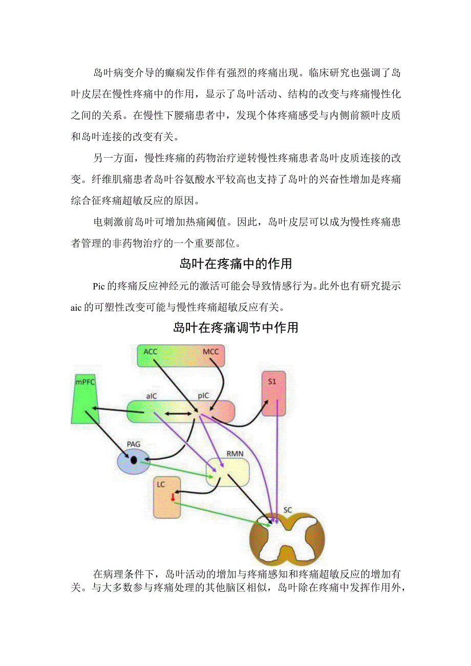 岛叶皮层在疼痛感知作用及关系.docx_第2页