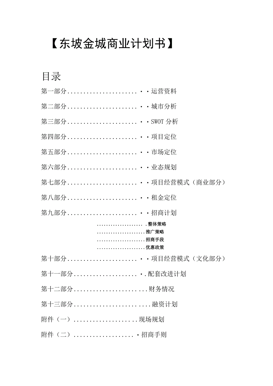 商业资料：东坡金城商业计划书.docx_第1页